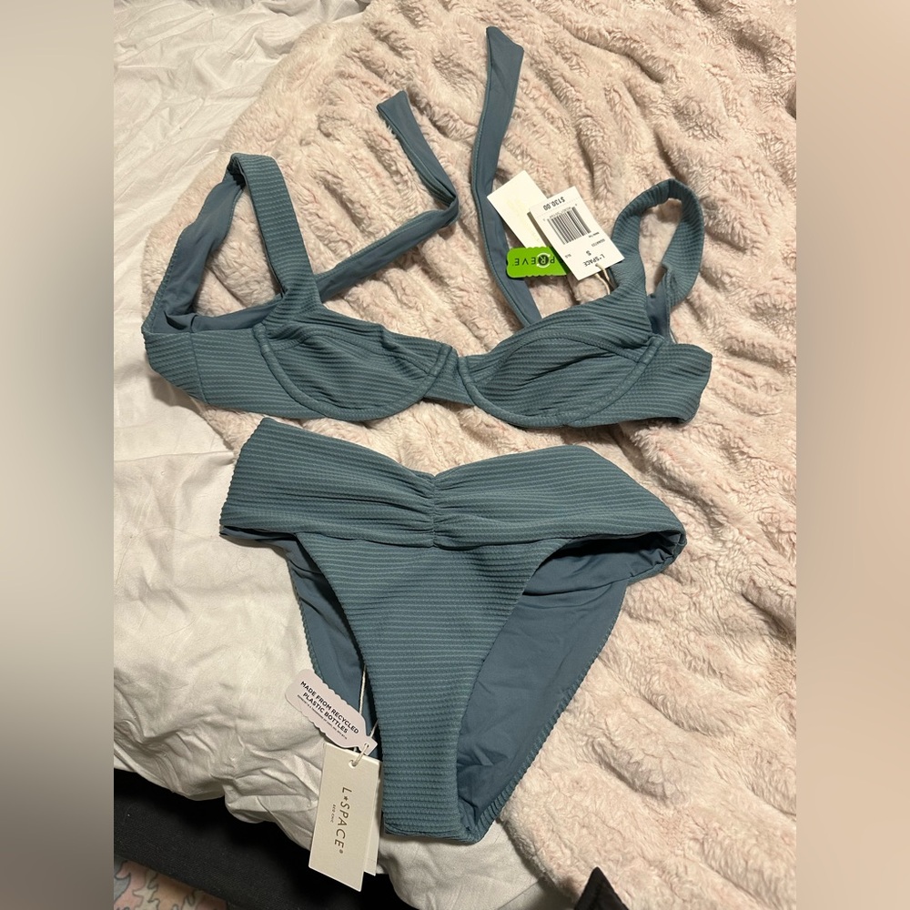 L*Space Nikita Bardot Bikini Set Slated Glass